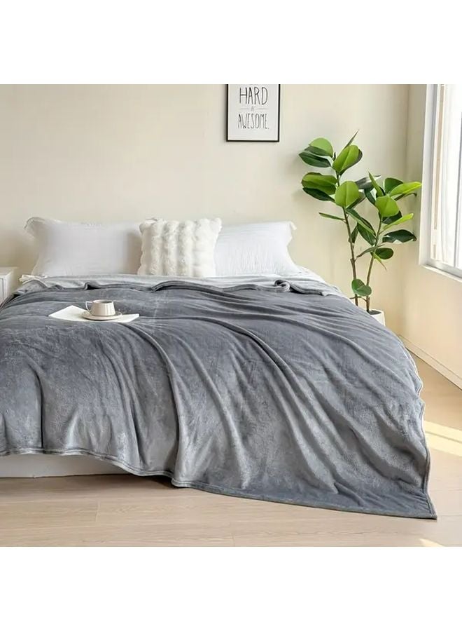 Grey Flannel Throw Blanket 78 74x90 55 Inch Soft Plush All Season Bedspread Couch Cover Machine Washable - Image 2